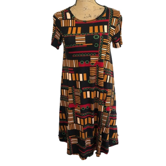 LULAROE Carly Hi Lo Dress Boho Mixed Media Swing Style Midi - Picture 2 of 6